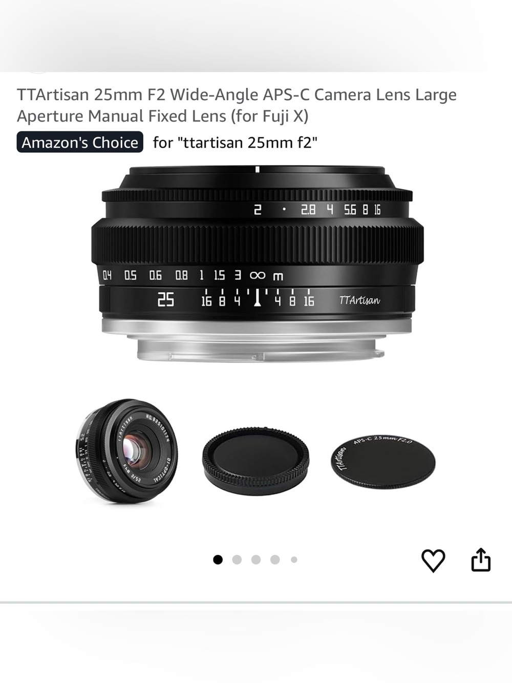 TTArtisan 25mm f/2 Wide-Angle Manual Lens — Black